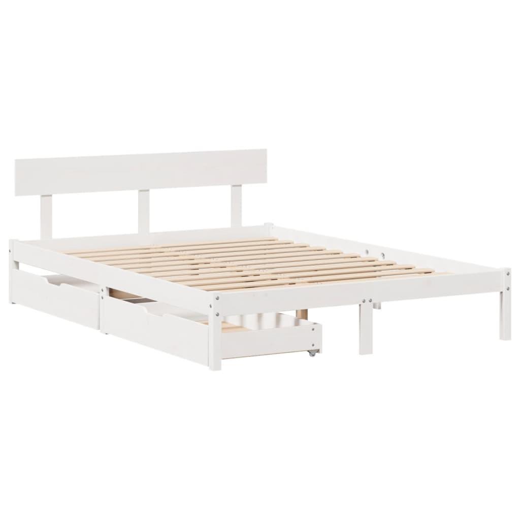 Sengeramme uden madras 140x190 cm massivt fyrretræ hvid