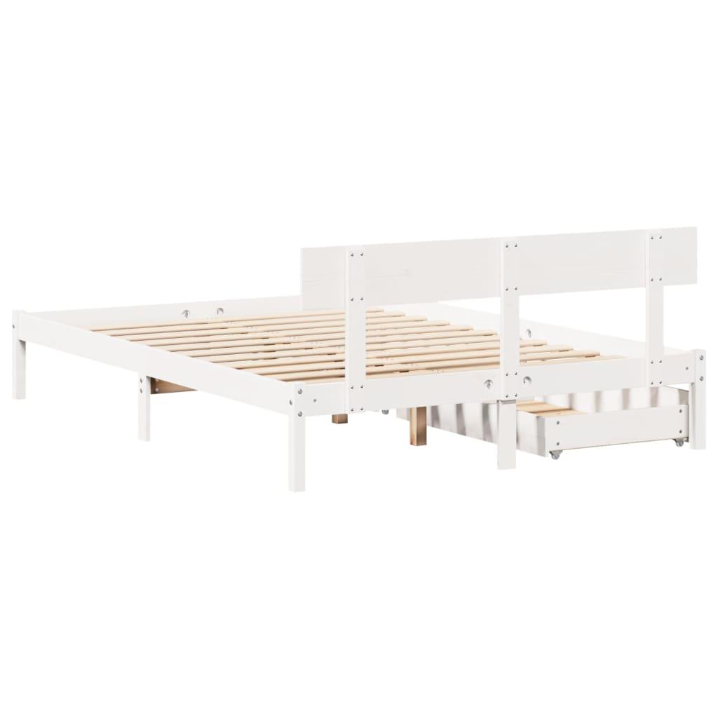 Sengeramme uden madras 120x200 cm massivt fyrretræ hvid