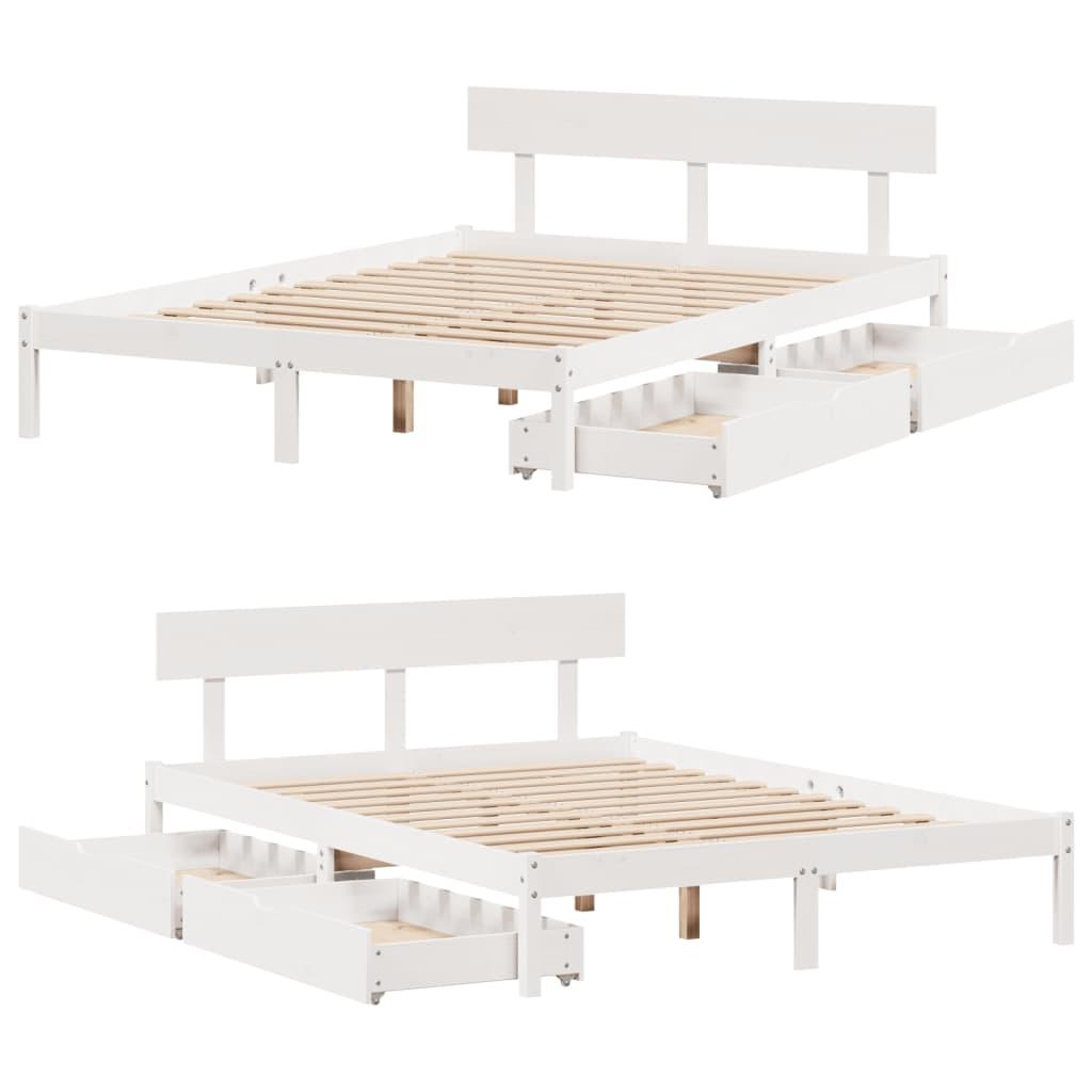 Sengeramme uden madras 120x200 cm massivt fyrretræ hvid