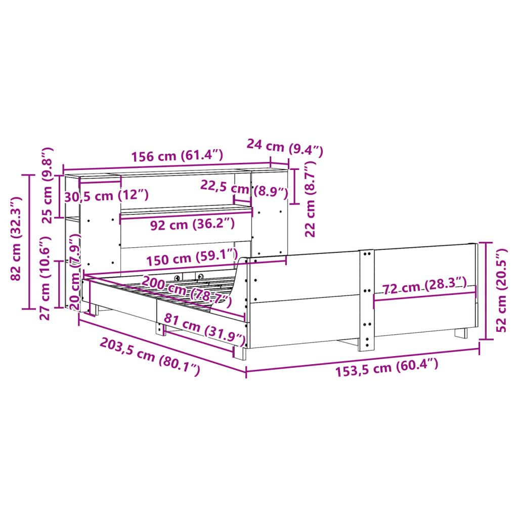 Sengeramme uden madras 150x200 cm massivt fyrretræ