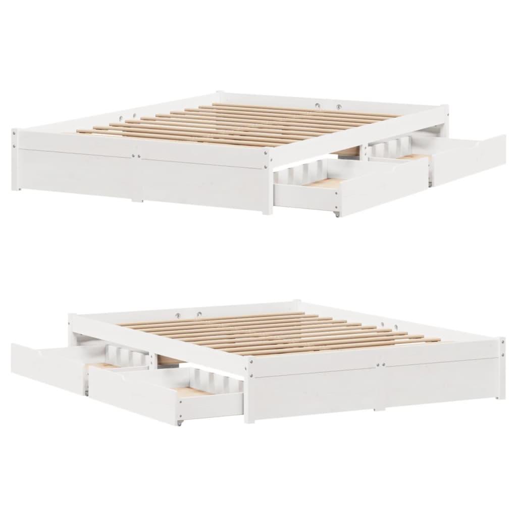 Sengeramme uden madras 160x200 cm massivt fyrretræ hvid