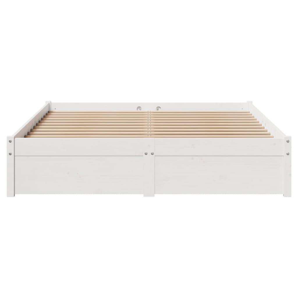 Sengeramme uden madras 150x200 cm massivt fyrretræ hvid