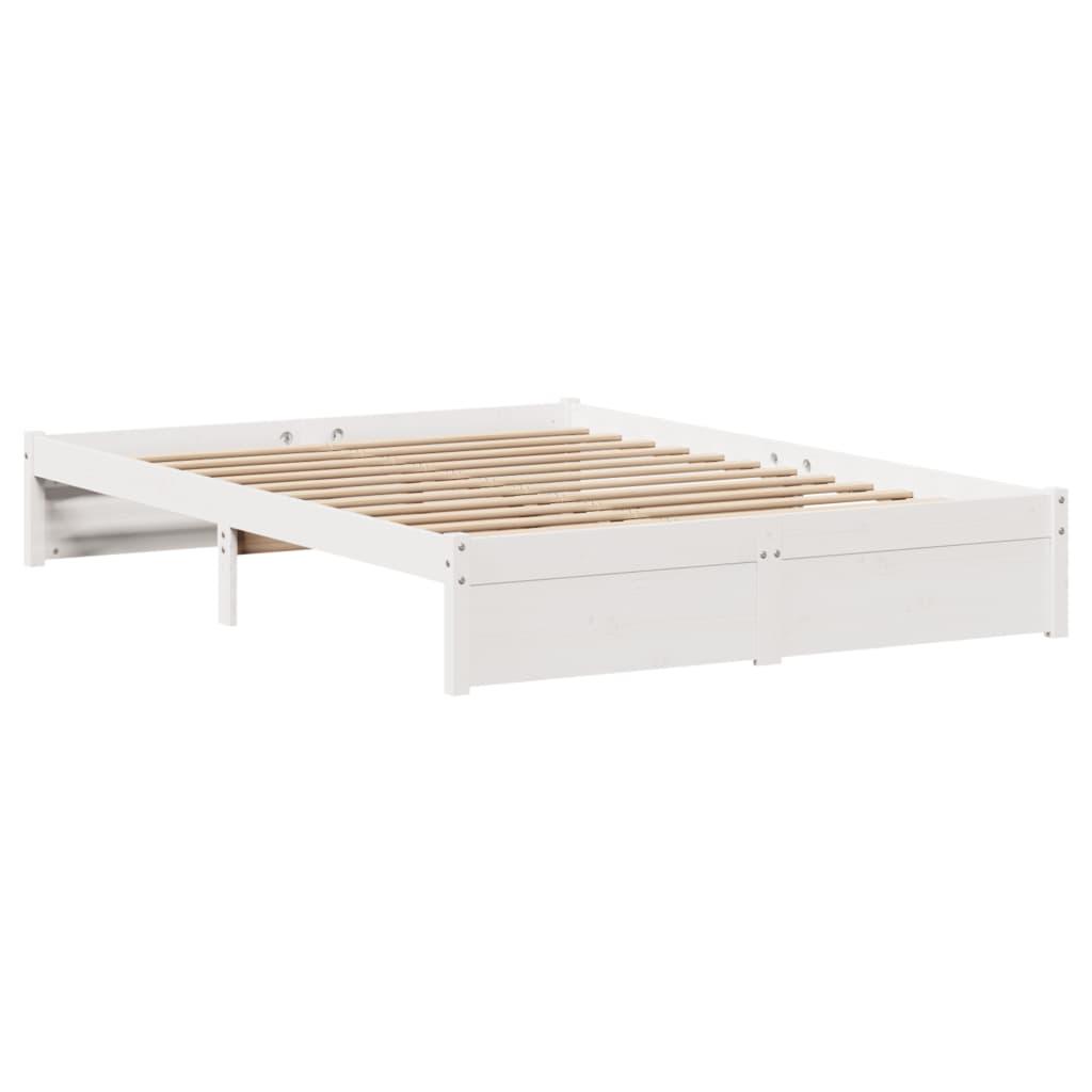 Sengeramme uden madras 150x200 cm massivt fyrretræ hvid