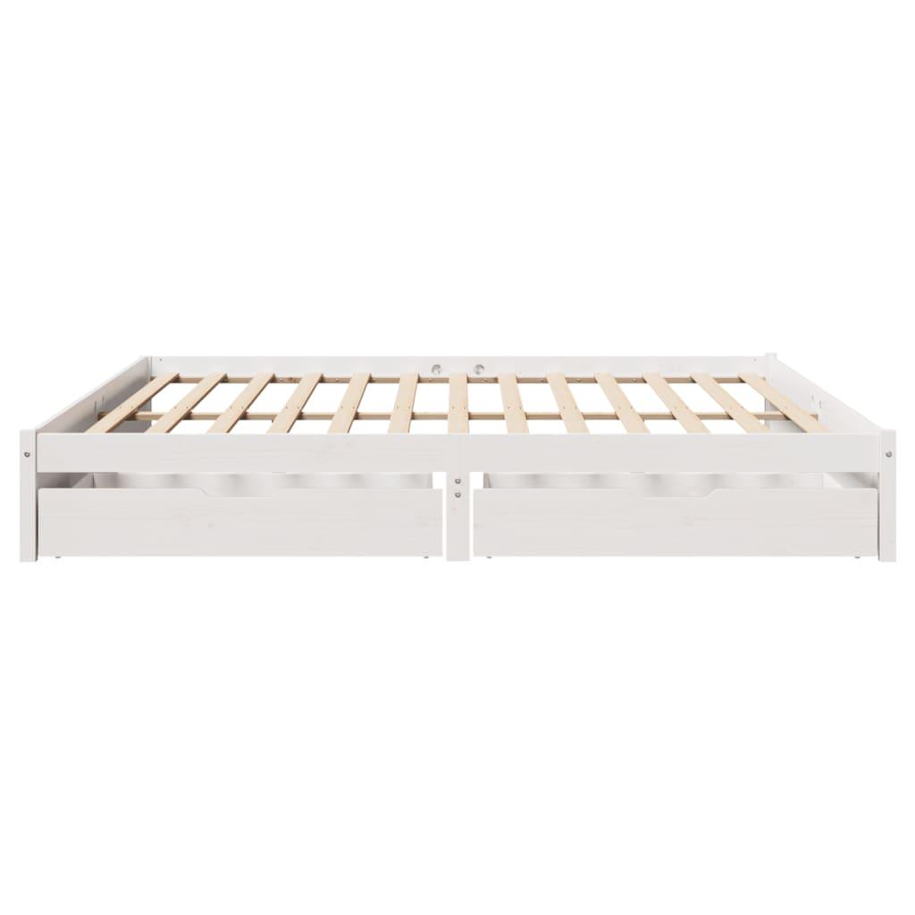 Sengeramme uden madras 200x200 cm massivt fyrretræ hvid
