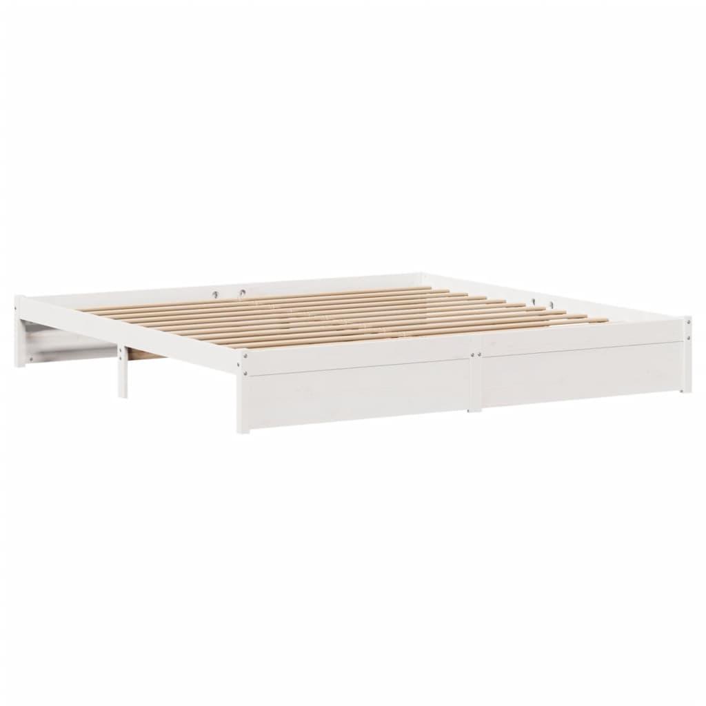 Sengeramme uden madras 200x200 cm massivt fyrretræ hvid