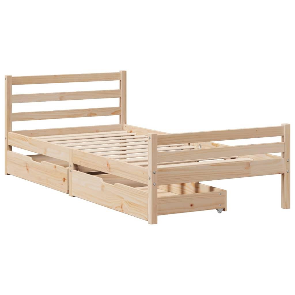 Sengeramme uden madras 75x190 cm massivt fyrretræ