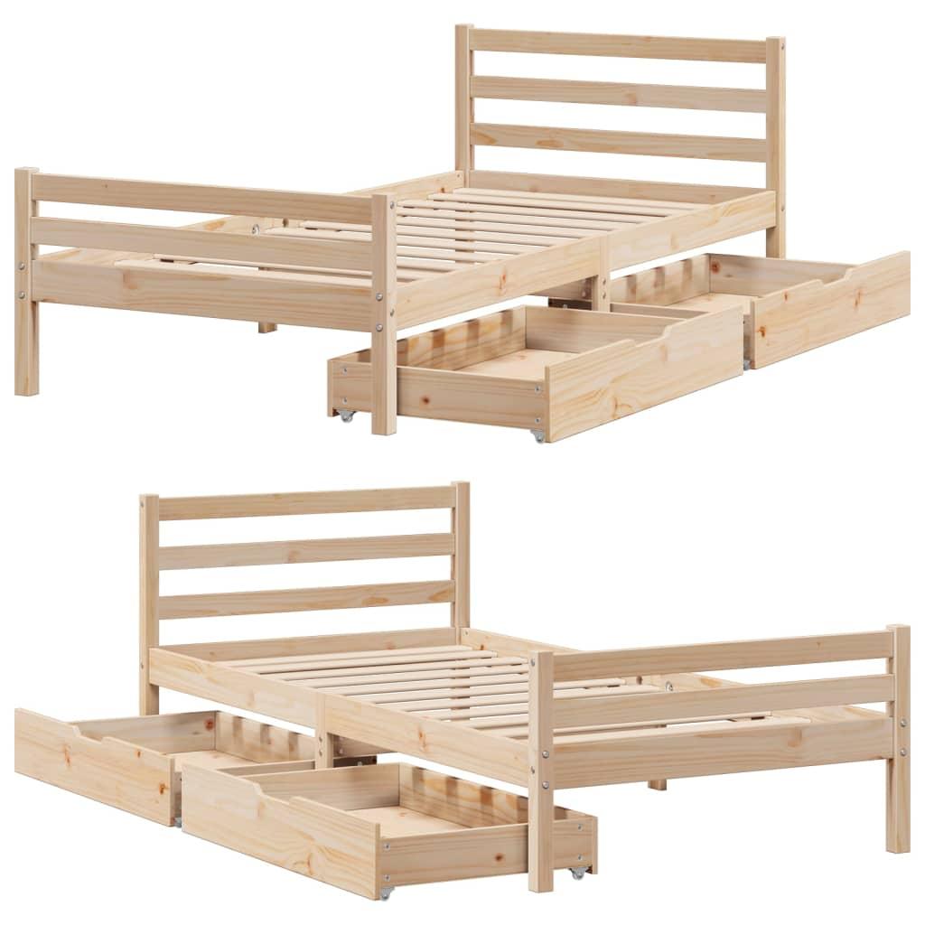 Sengeramme uden madras 75x190 cm massivt fyrretræ