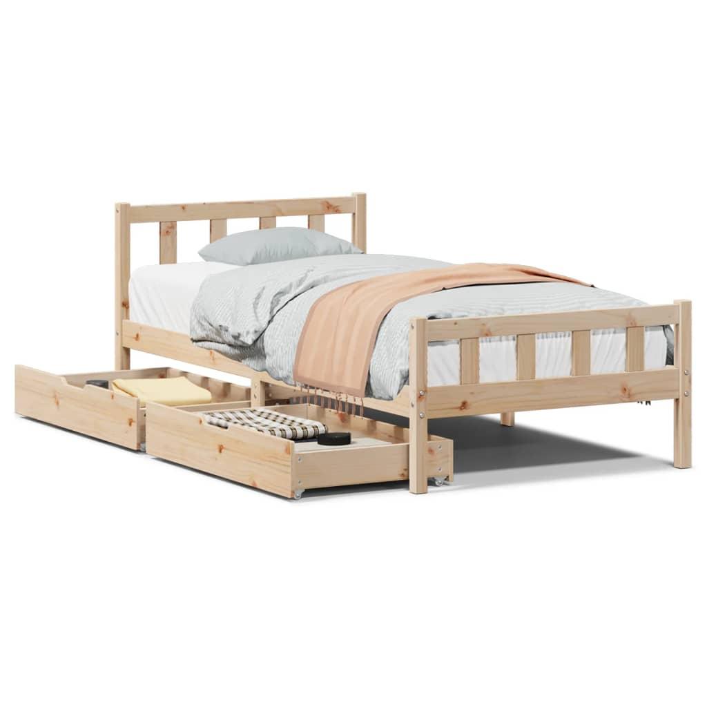 Sengeramme uden madras 75x190 cm massivt fyrretræ