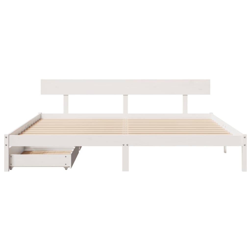 Sengeramme uden madras 200x200 cm massivt fyrretræ hvid