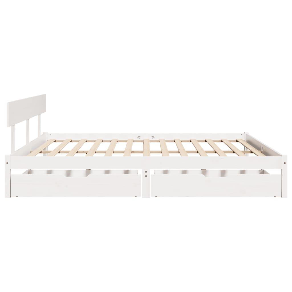 Sengeramme uden madras 200x200 cm massivt fyrretræ hvid