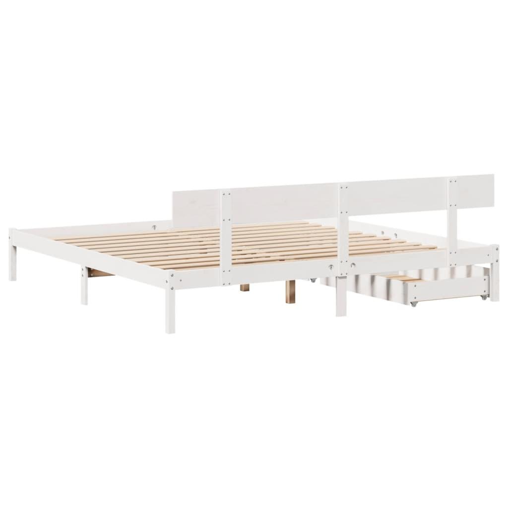 Sengeramme uden madras 200x200 cm massivt fyrretræ hvid