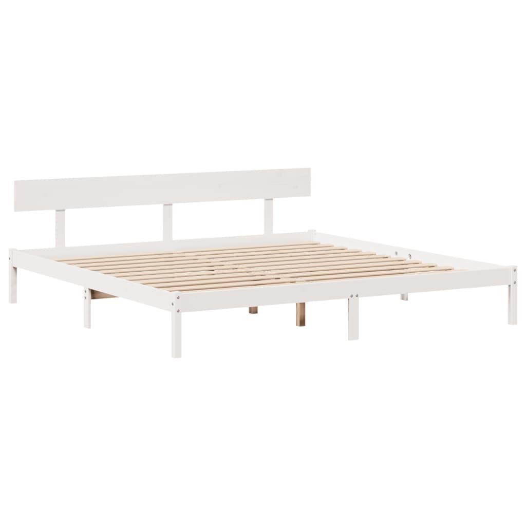 Sengeramme uden madras 200x200 cm massivt fyrretræ hvid