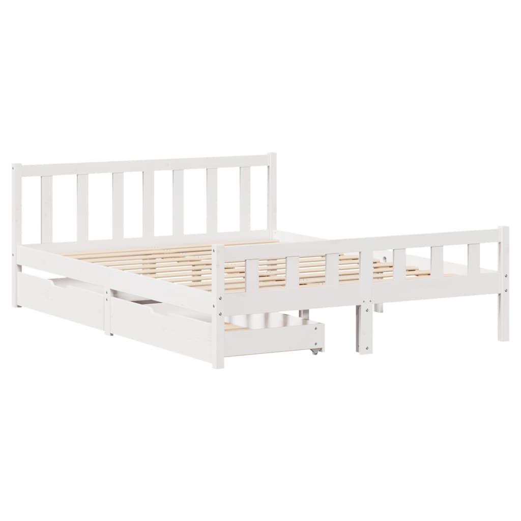 Sengeramme uden madras 150x200 cm massivt fyrretræ hvid