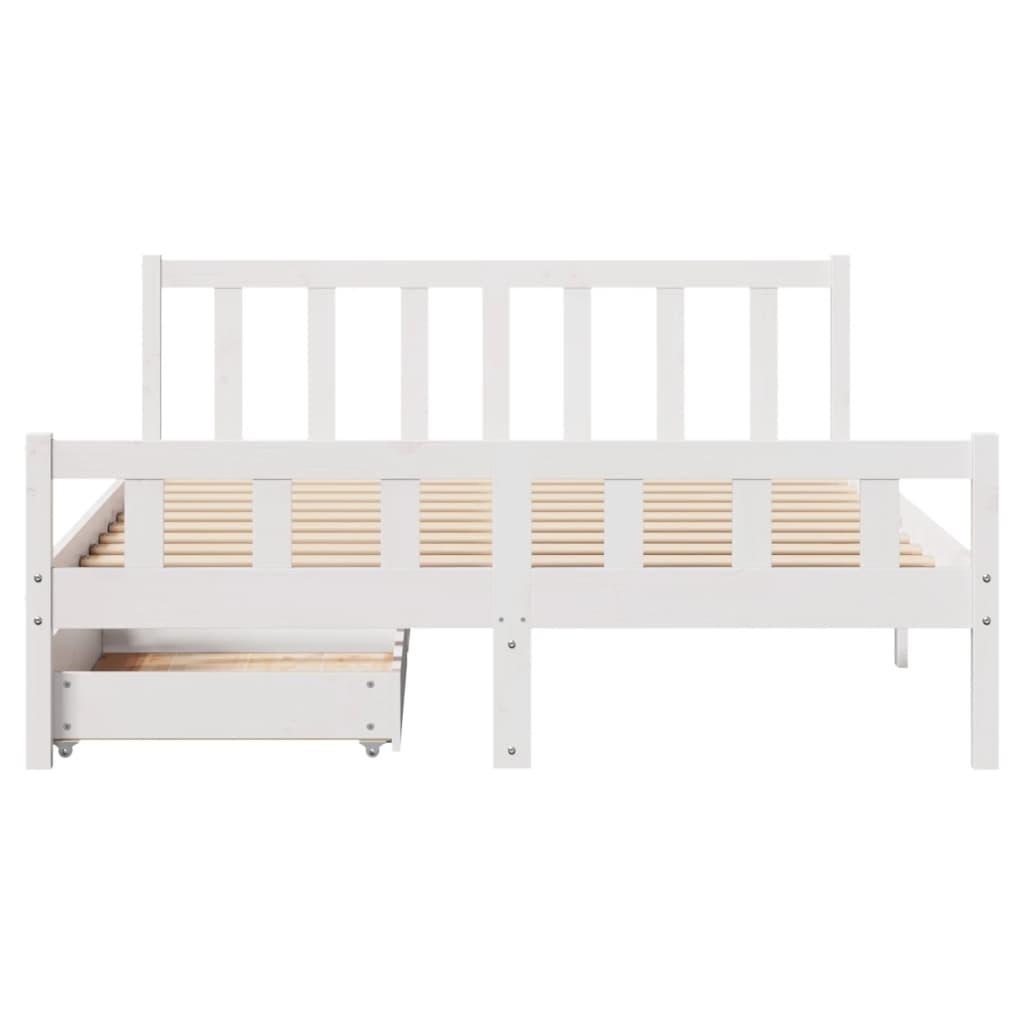 Sengeramme uden madras 150x200 cm massivt fyrretræ hvid