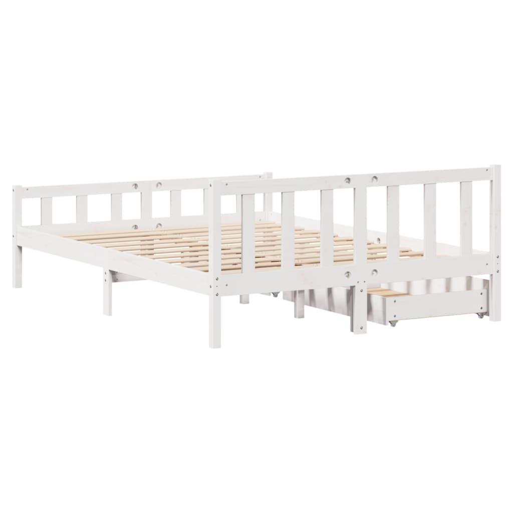 Sengeramme uden madras 150x200 cm massivt fyrretræ hvid