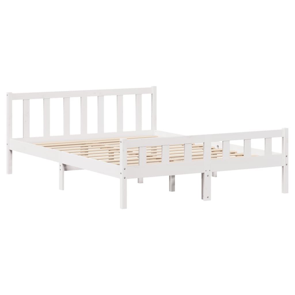 Sengeramme uden madras 150x200 cm massivt fyrretræ hvid
