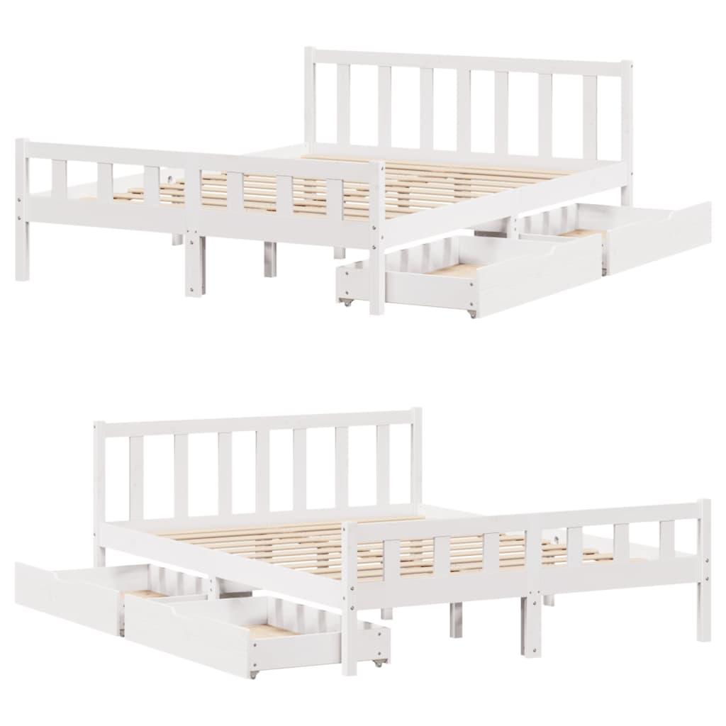 Sengeramme uden madras 150x200 cm massivt fyrretræ hvid