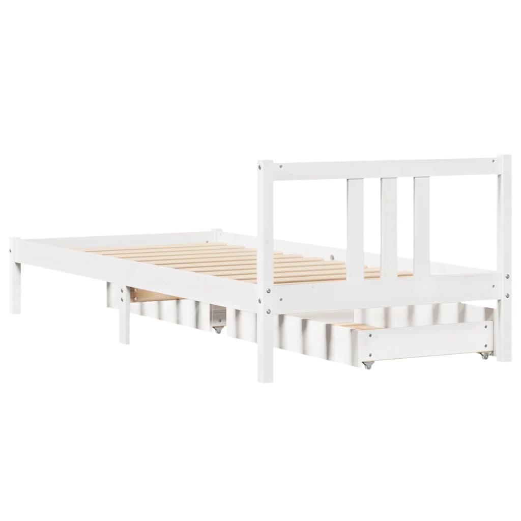 Sengeramme uden madras 90x200 cm massivt fyrretræ hvid