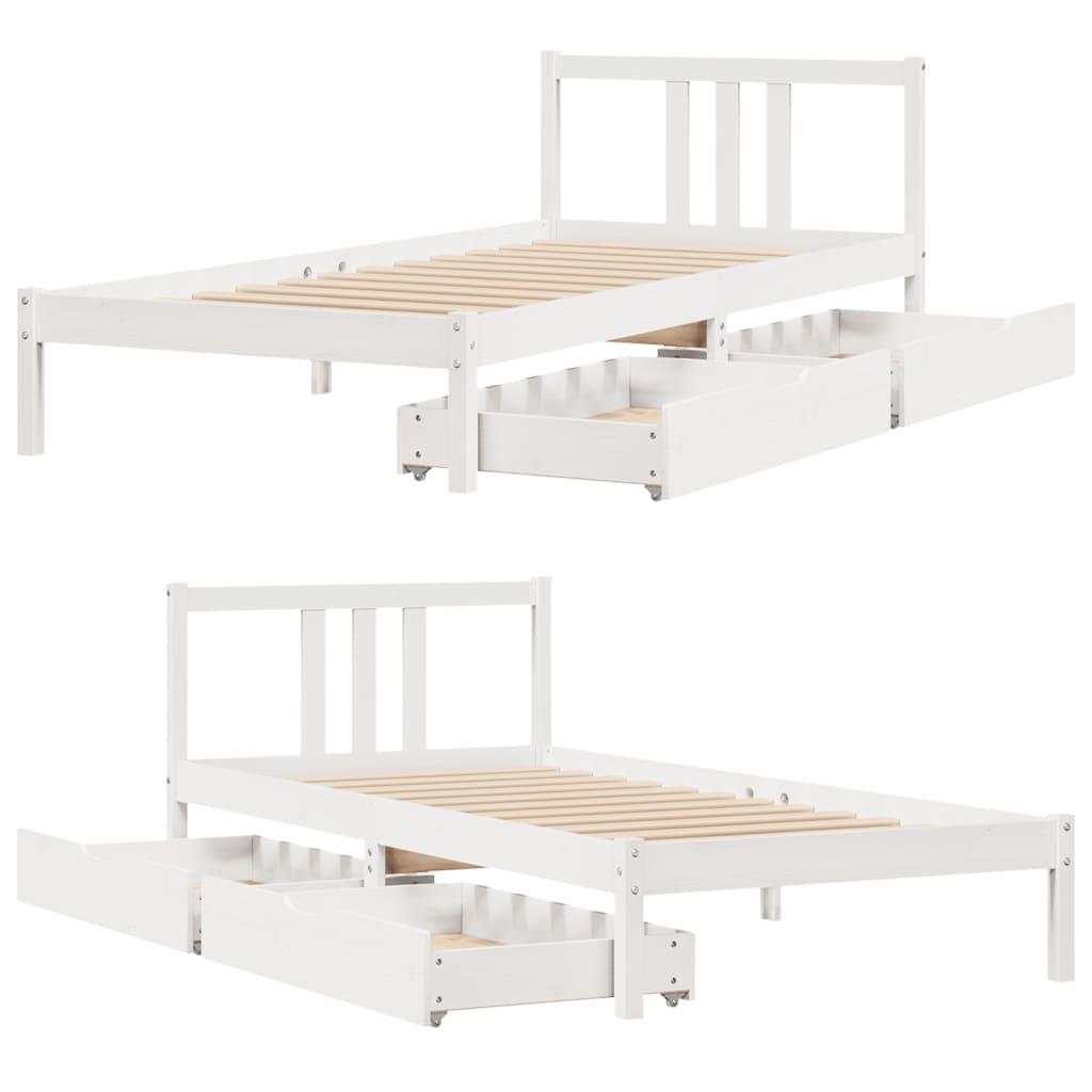 Sengeramme uden madras 90x200 cm massivt fyrretræ hvid