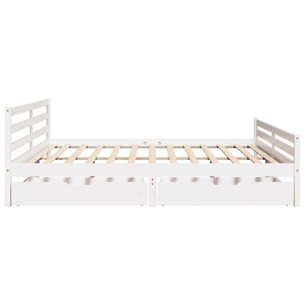 Sengeramme uden madras 200x200 cm massivt fyrretræ hvid