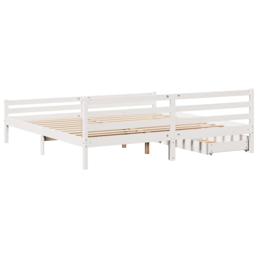 Sengeramme uden madras 200x200 cm massivt fyrretræ hvid