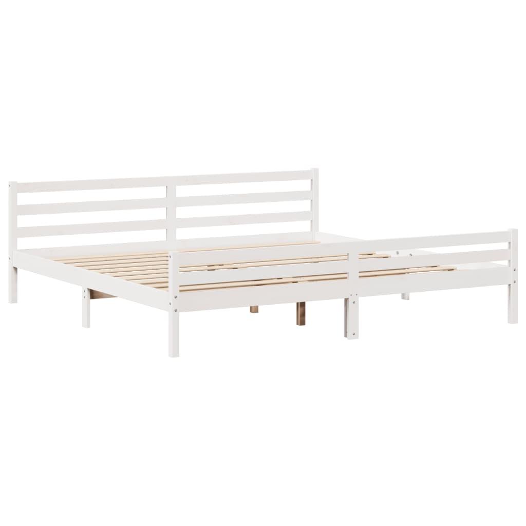 Sengeramme uden madras 200x200 cm massivt fyrretræ hvid