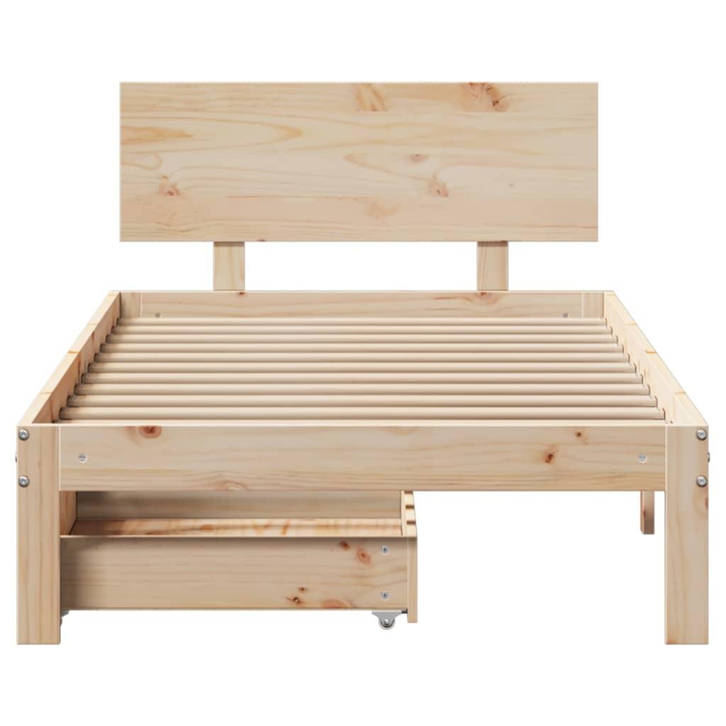 Sengeramme med skuffer 75x190 cm massivt fyrretræ