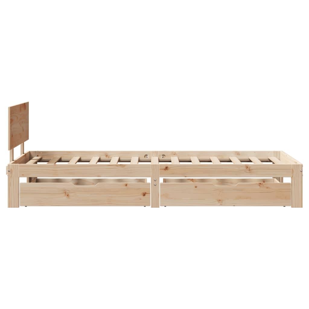 Sengeramme med skuffer 75x190 cm massivt fyrretræ