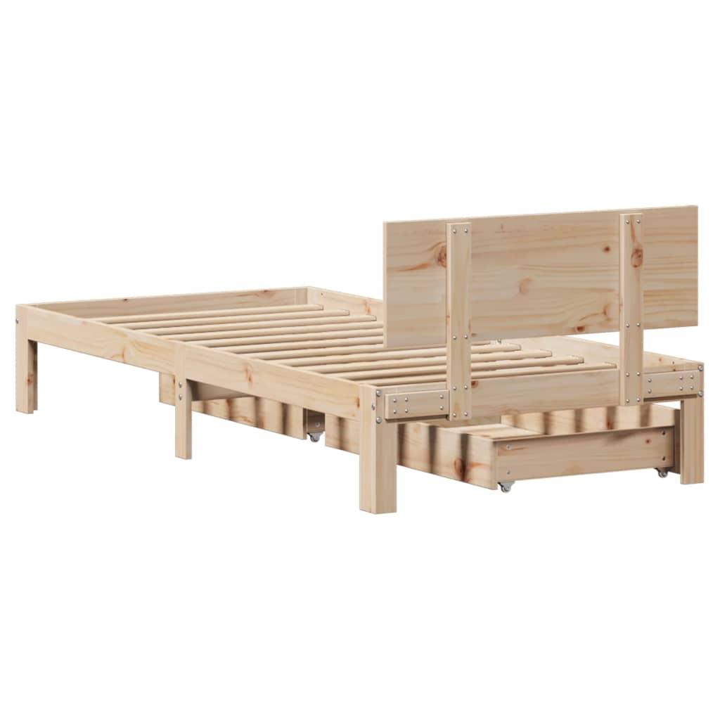 Sengeramme med skuffer 75x190 cm massivt fyrretræ