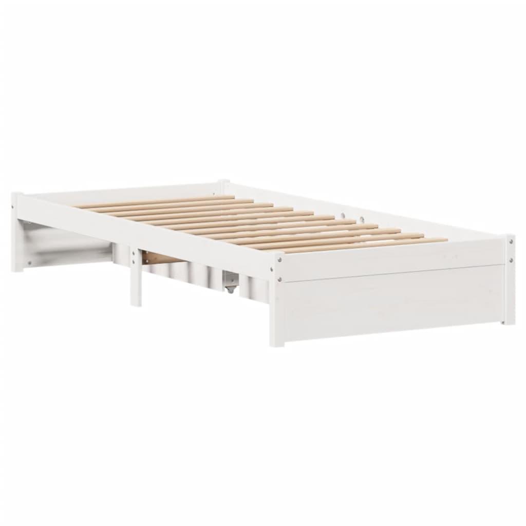 Sengeramme uden madras 90x190 cm massivt fyrretræ hvid