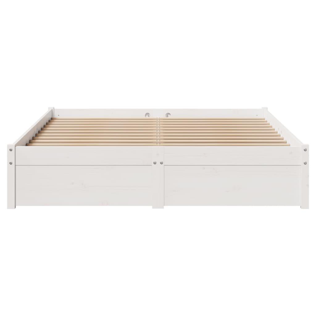 Sengeramme uden madras 140x200 cm massivt fyrretræ hvid