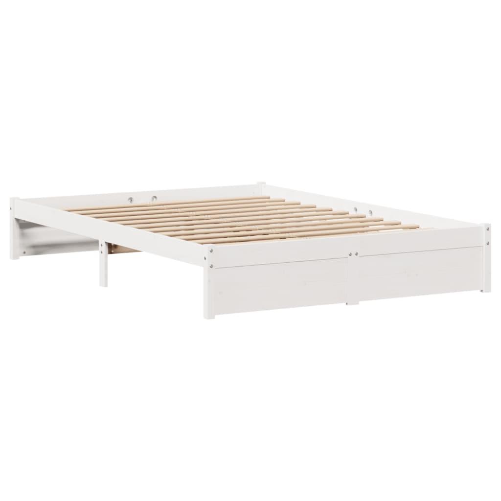 Sengeramme uden madras 140x200 cm massivt fyrretræ hvid