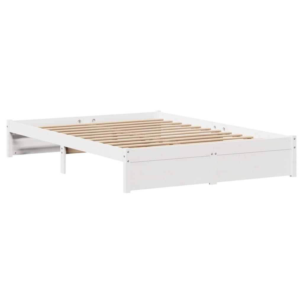 Sengeramme uden madras 140x200 cm massivt fyrretræ hvid