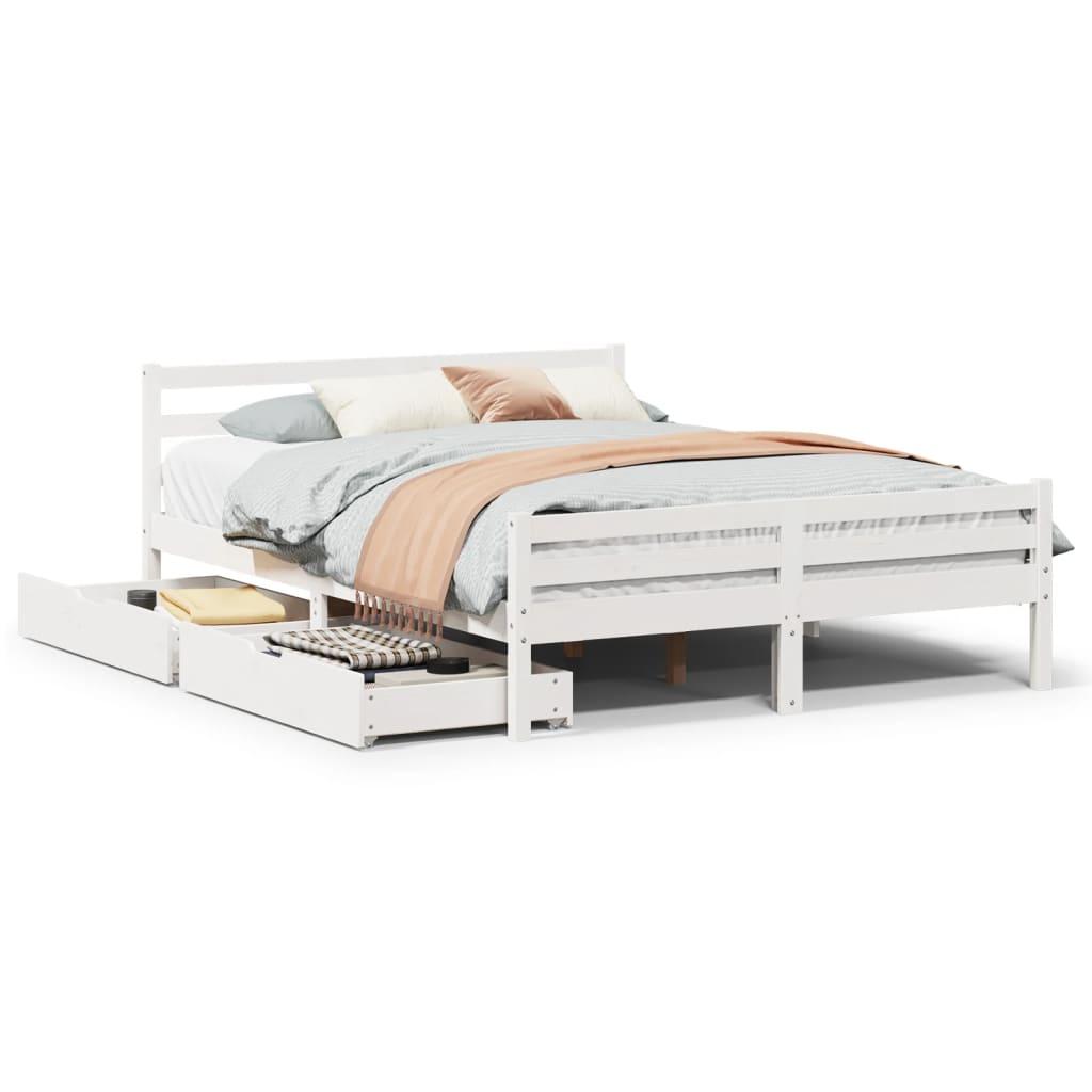Sengeramme uden madras 120x200 cm massivt fyrretræ hvid