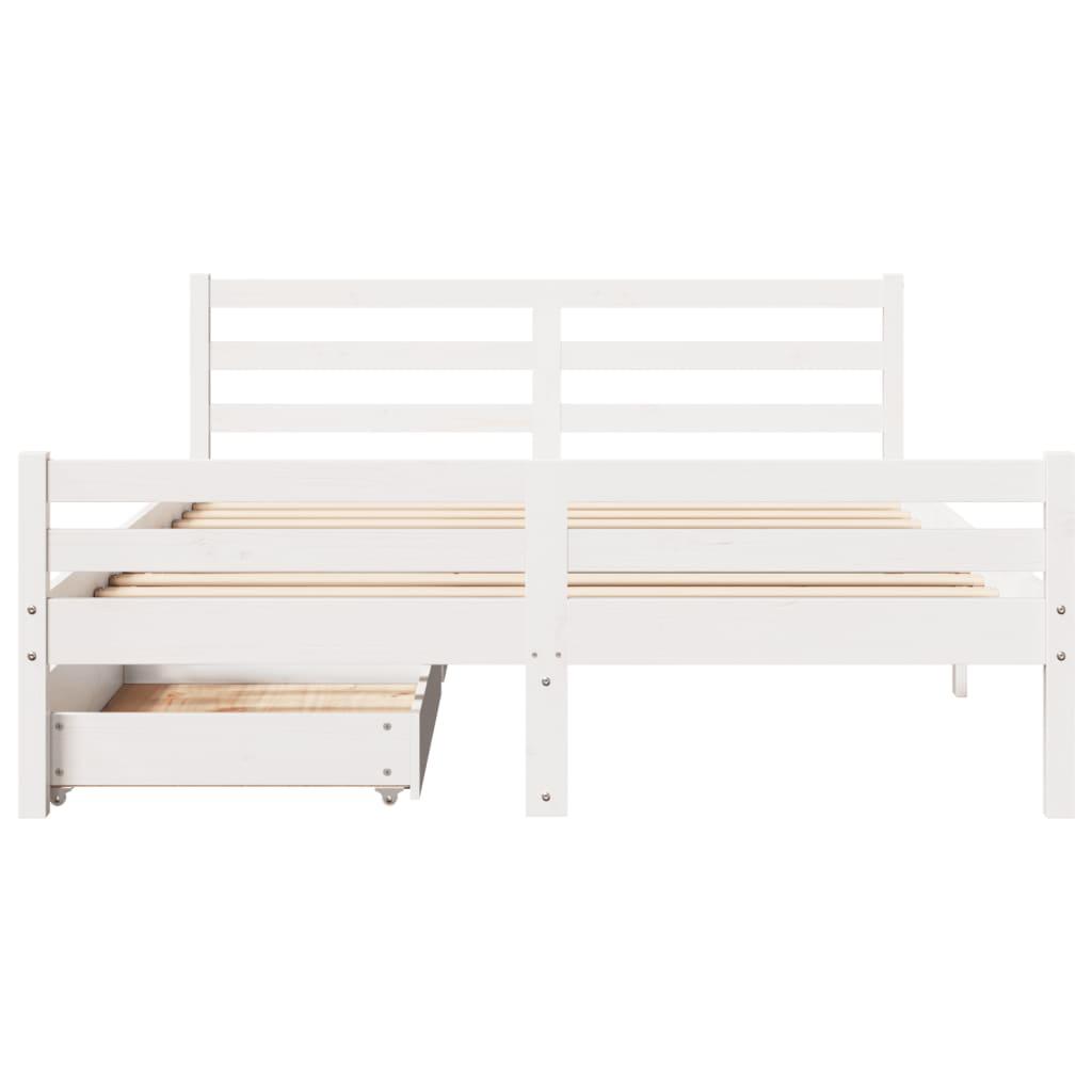 Sengeramme uden madras 120x200 cm massivt fyrretræ hvid