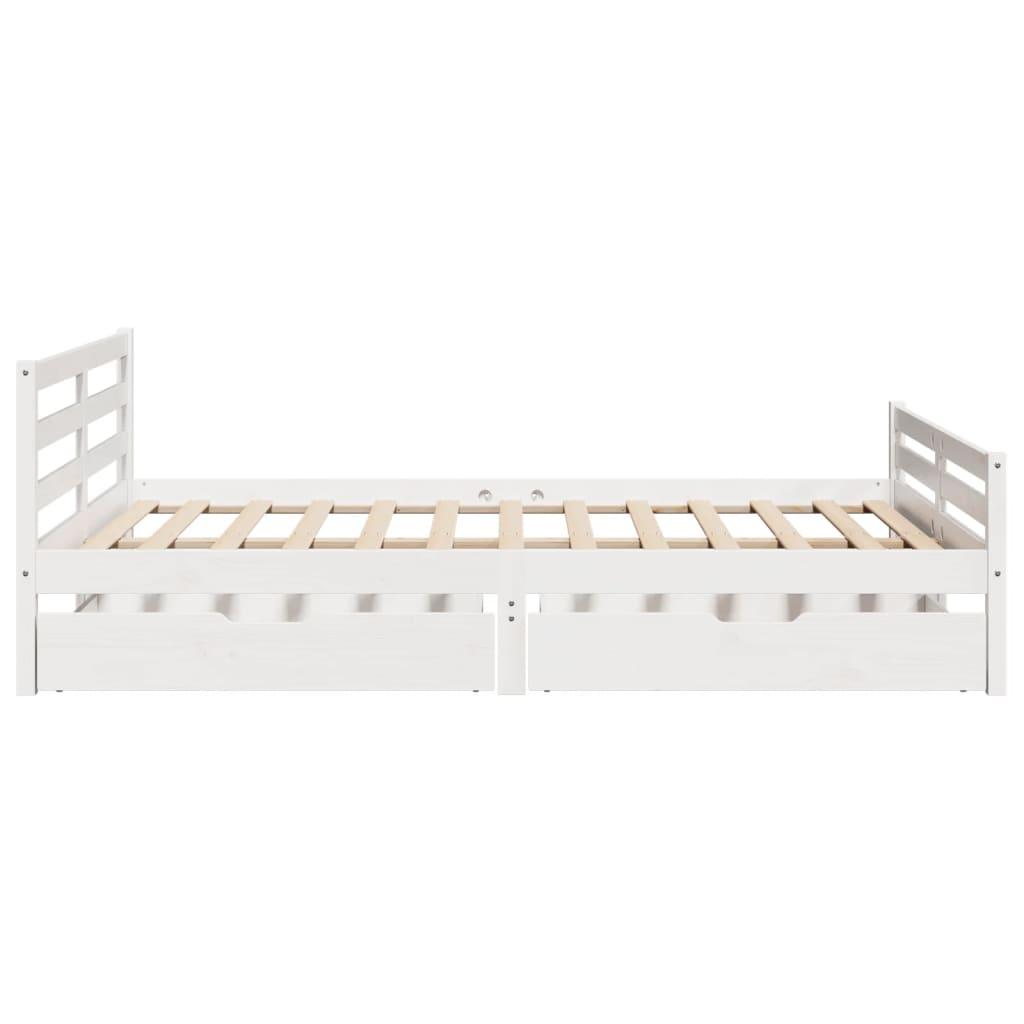 Sengeramme uden madras 120x200 cm massivt fyrretræ hvid