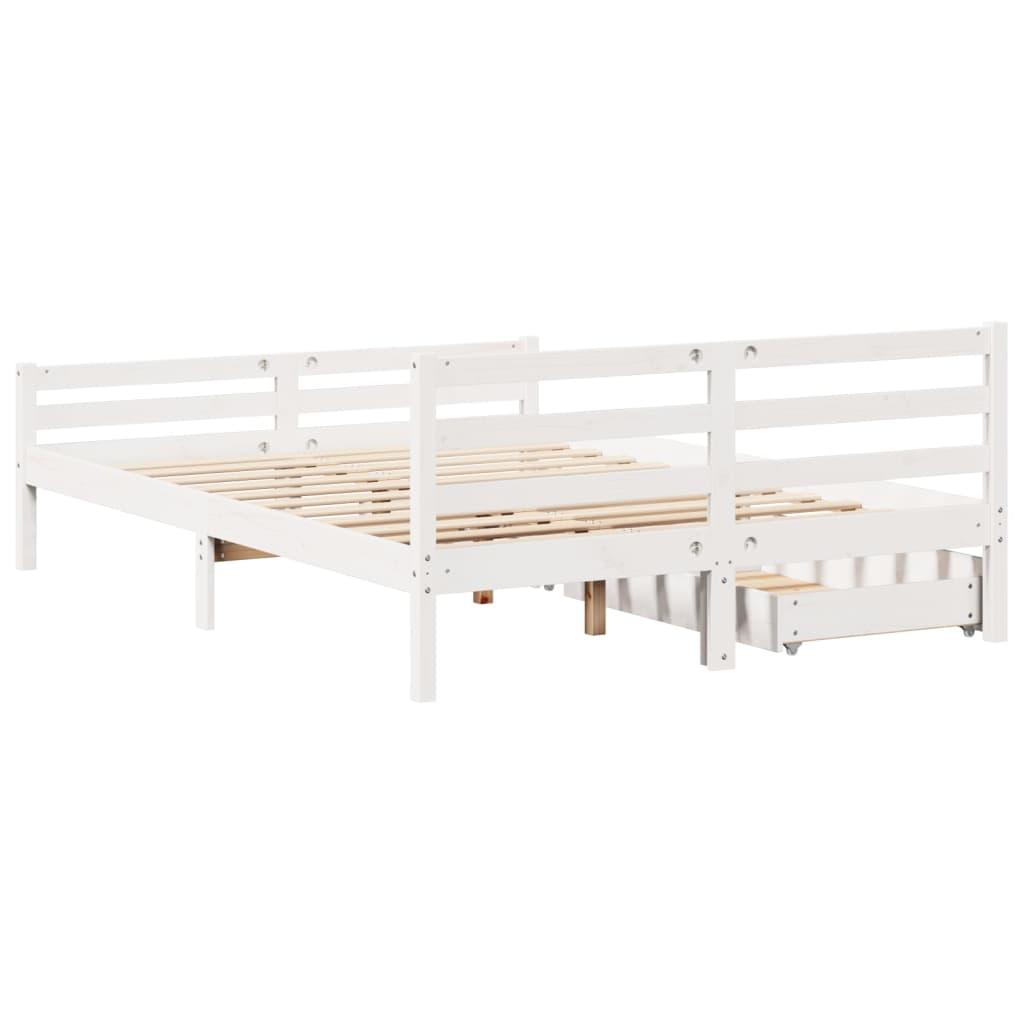Sengeramme uden madras 120x200 cm massivt fyrretræ hvid