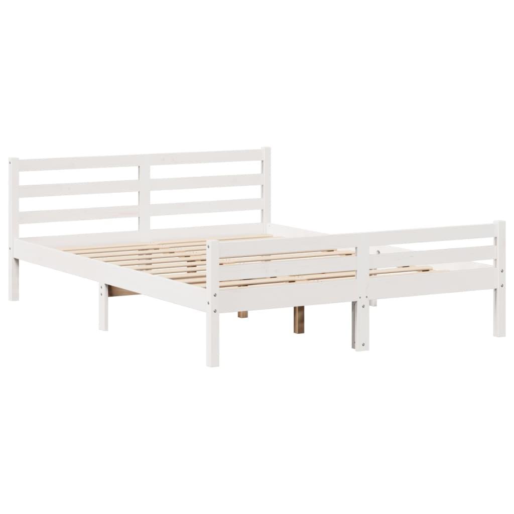 Sengeramme uden madras 120x200 cm massivt fyrretræ hvid