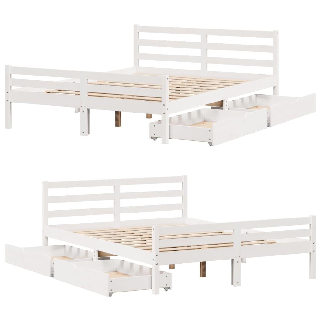 Sengeramme uden madras 120x200 cm massivt fyrretræ hvid