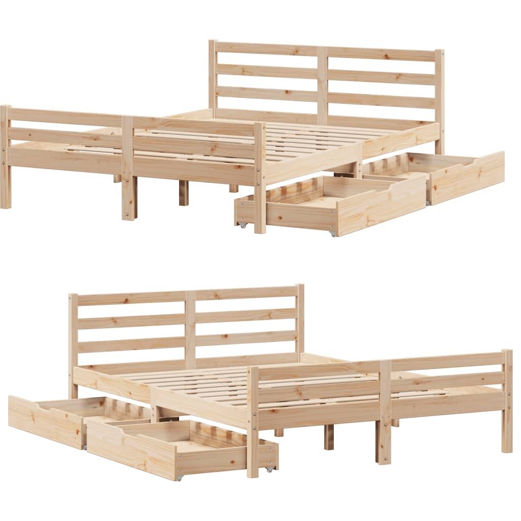Sengeramme uden madras 140x190 cm massivt fyrretræ