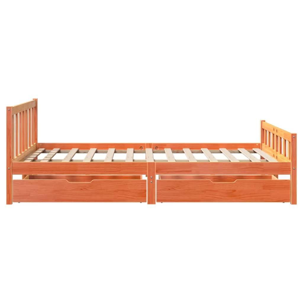 Sengeramme uden madras 160x200 cm massivt fyrretræ gyldenbrun