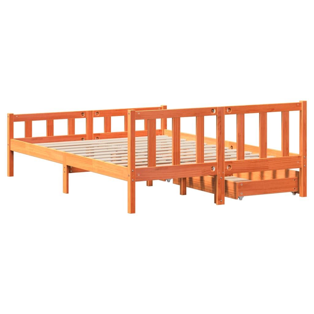 Sengeramme uden madras 160x200 cm massivt fyrretræ gyldenbrun