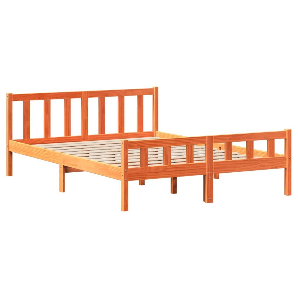 Sengeramme uden madras 160x200 cm massivt fyrretræ gyldenbrun