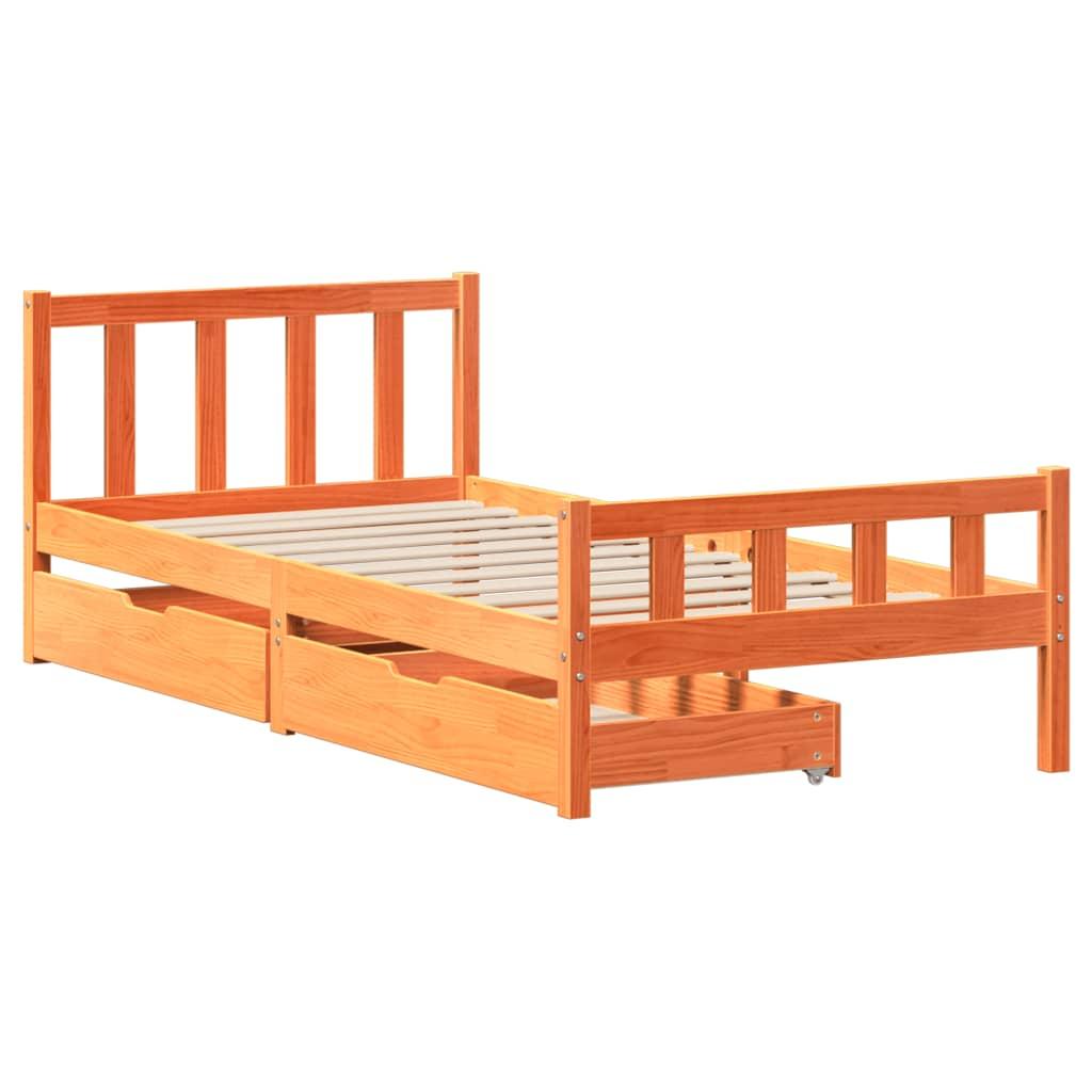 Sengeramme uden madras 90x190 cm massivt fyrretræ gyldenbrun