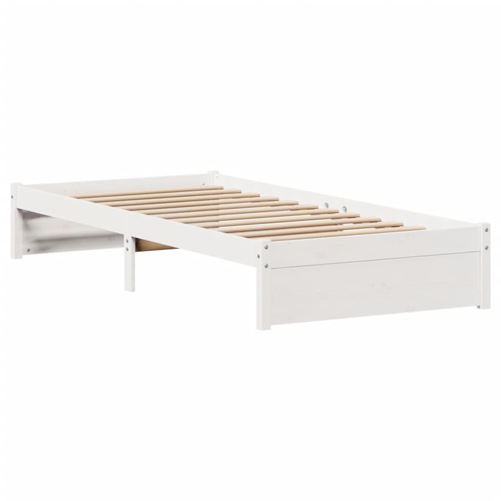 Sengeramme uden madras 90x200 cm massivt fyrretræ hvid