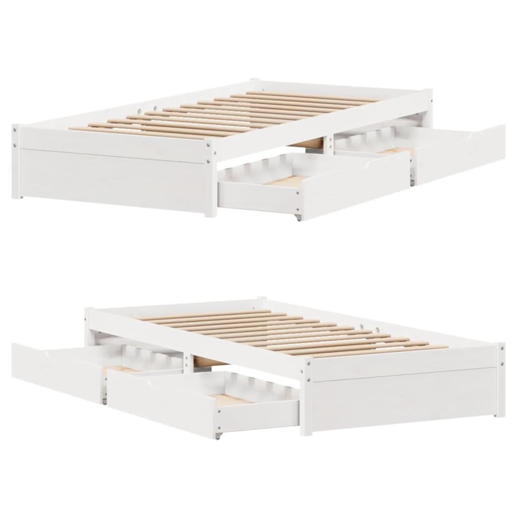 Sengeramme uden madras 90x200 cm massivt fyrretræ hvid