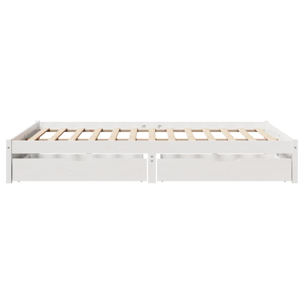 Sengeramme uden madras 140x190 cm massivt fyrretræ hvid