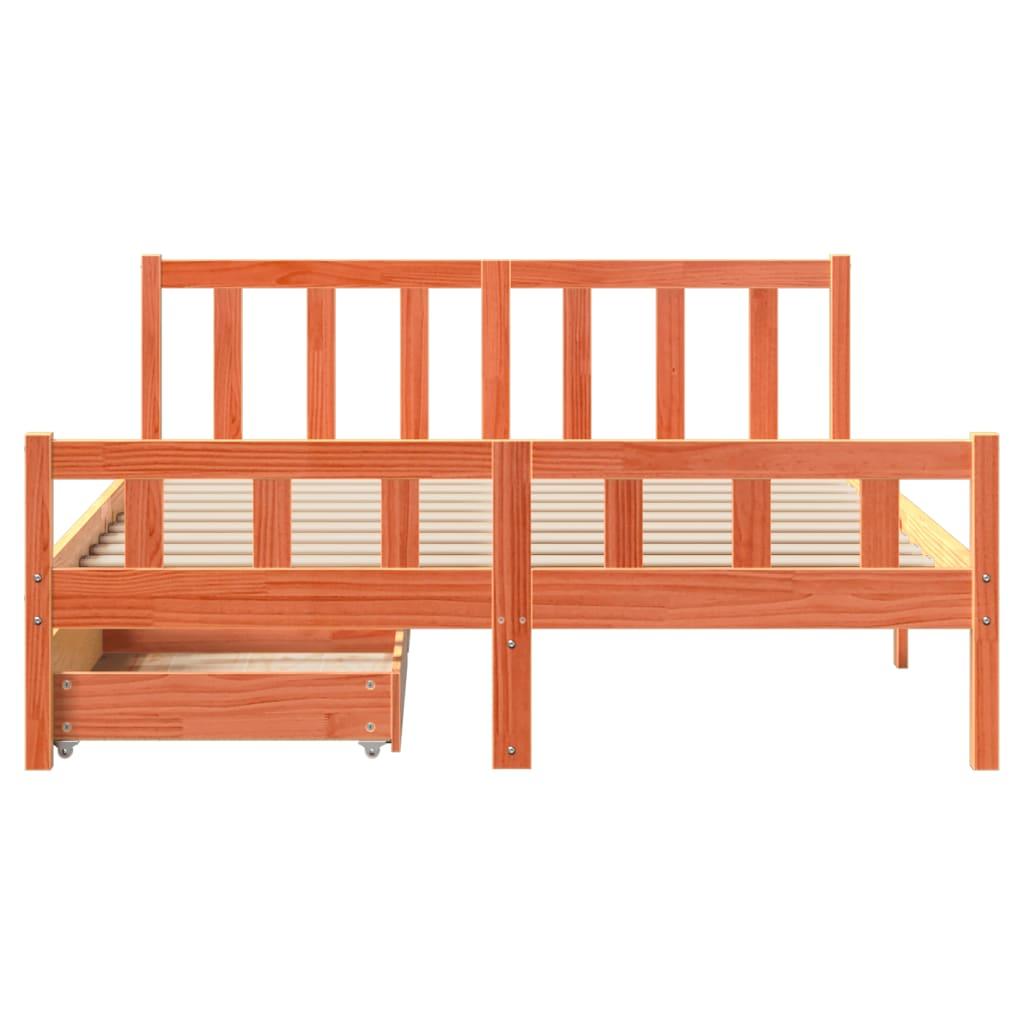 Sengeramme uden madras 150x200 cm massivt fyrretræ gyldenbrun