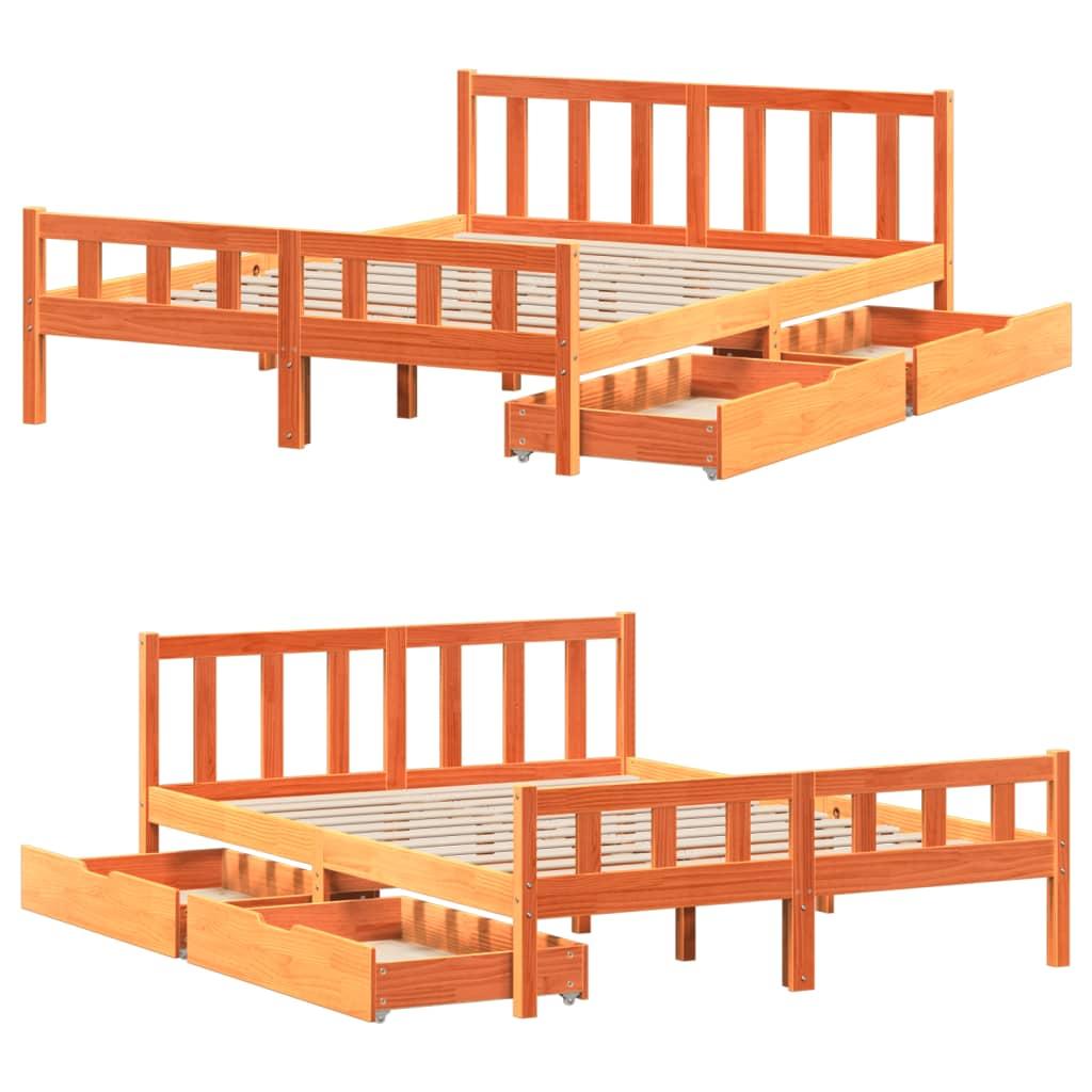 Sengeramme uden madras 150x200 cm massivt fyrretræ gyldenbrun