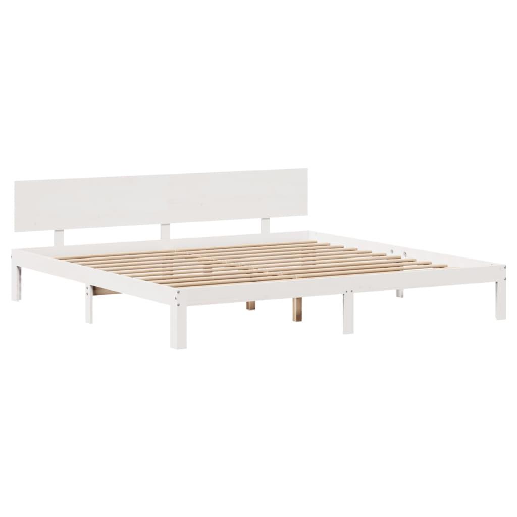 Sengeramme med skuffer 200x200 cm massivt fyrretræ hvid
